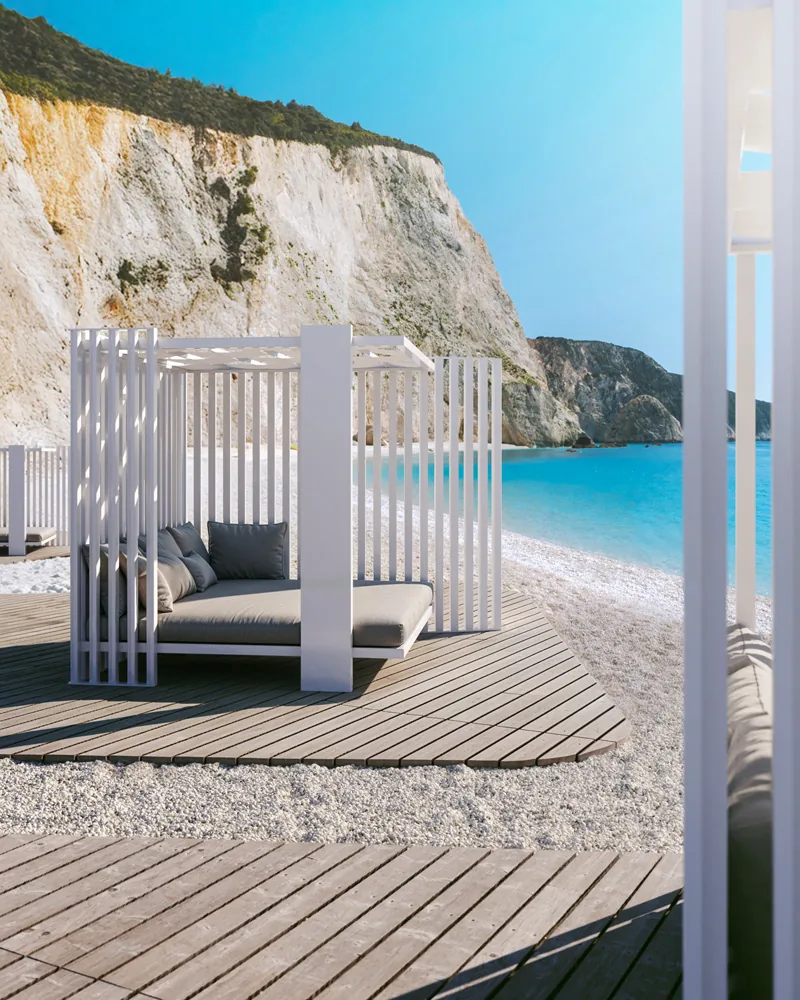 Struttura BALINESE su una terrazza affacciata sul mare